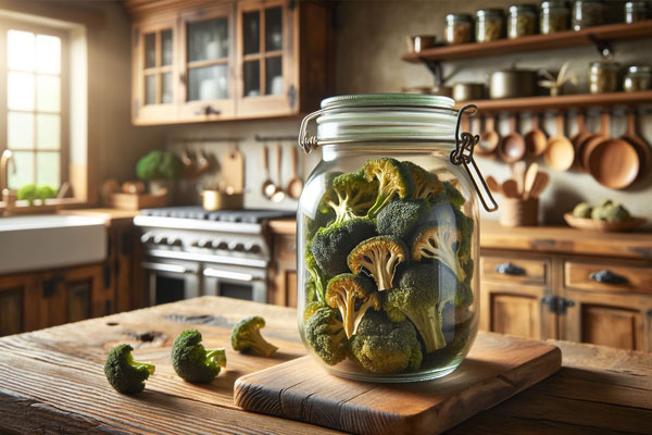 storing dehydrated broccoli in airtight jars