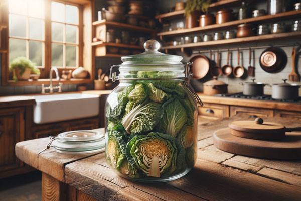 storing dehydrated cabbage in jars