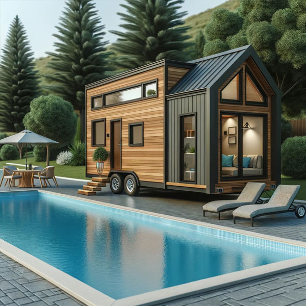 tiny house and pool construction