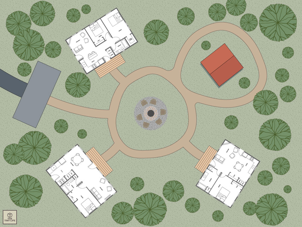 3-House Village-Style Layout