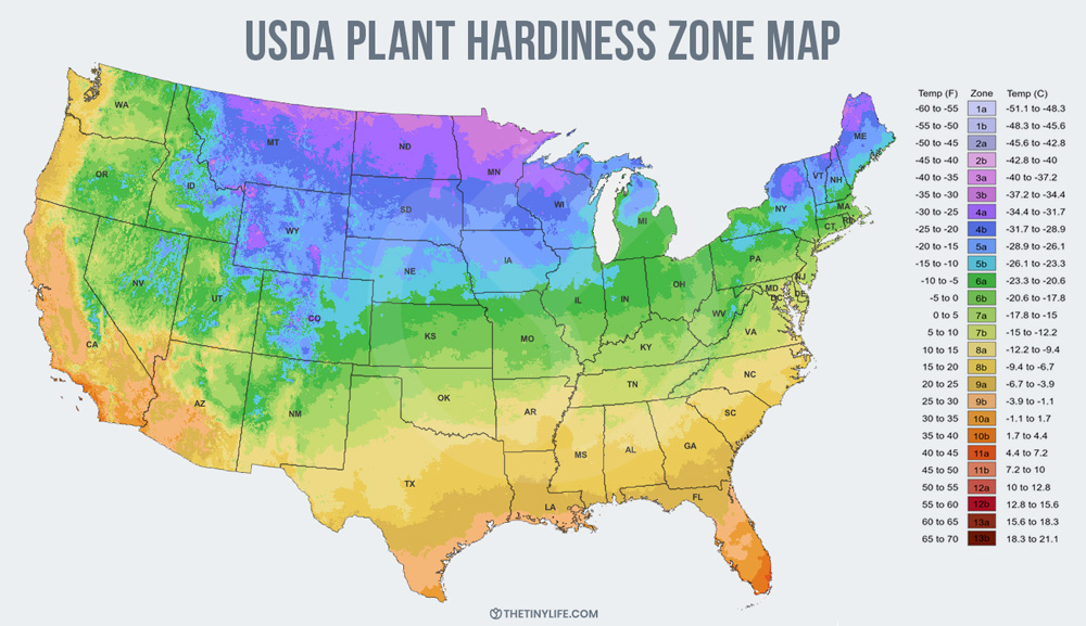 USDA Plant Hardiness Zone Map