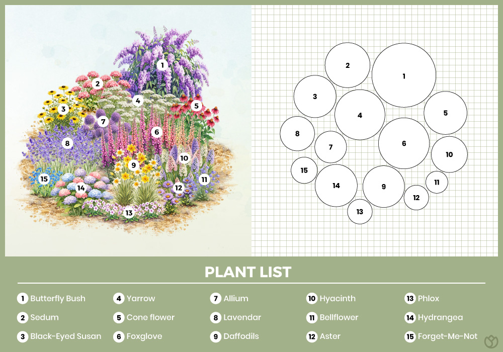 Wildflower Cottage Garden Oasis Layout